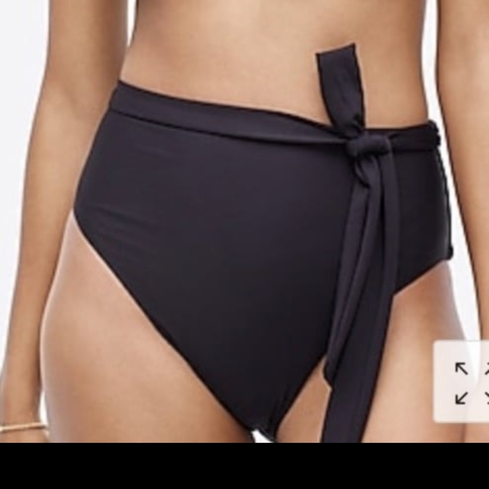 J Crew Tie High Waist Bikini Bottom Black AK944